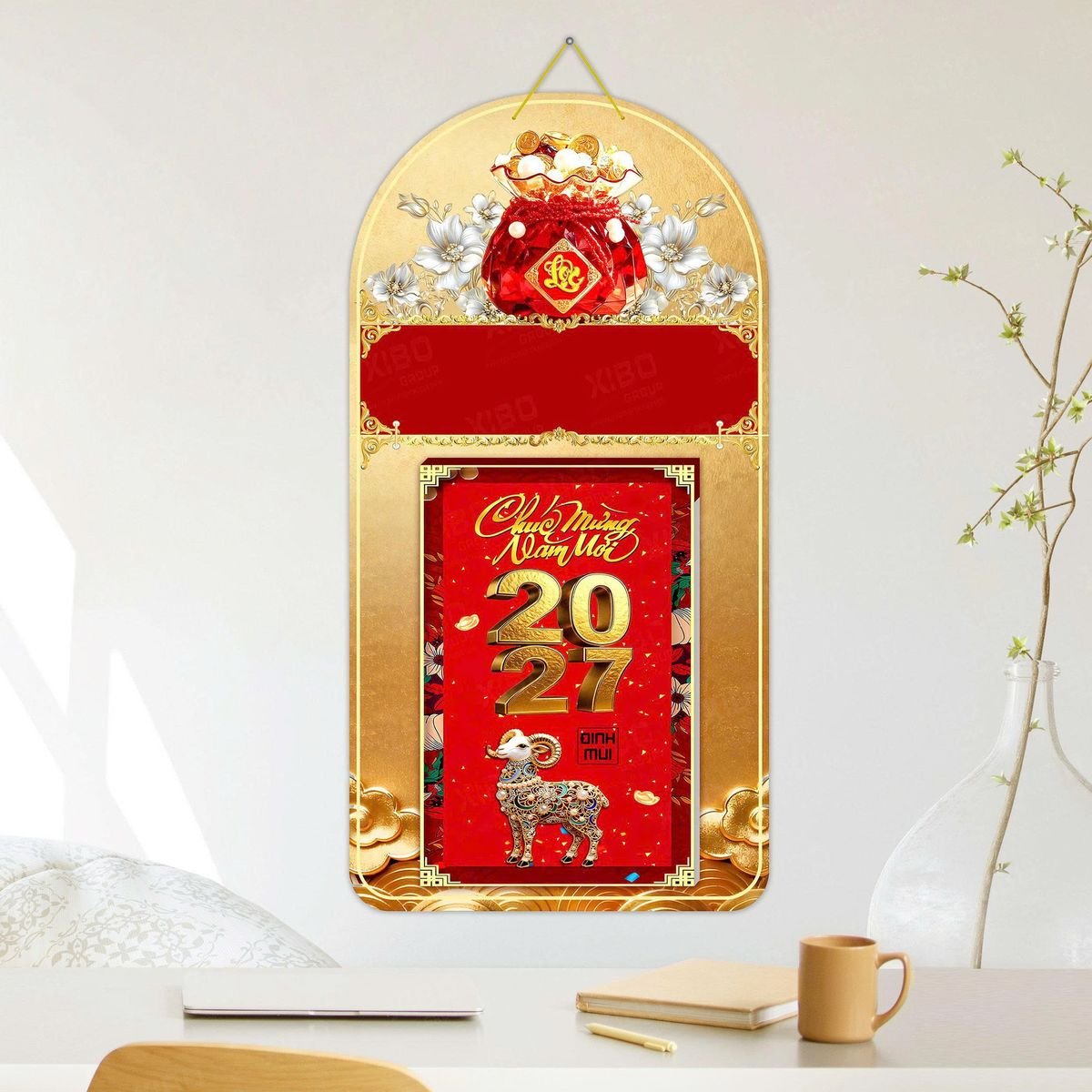 Lịch Khánh Gỗ Lamina 2 Đầu 2027 LM2D_049 - Quà Tặng Văn Phòng