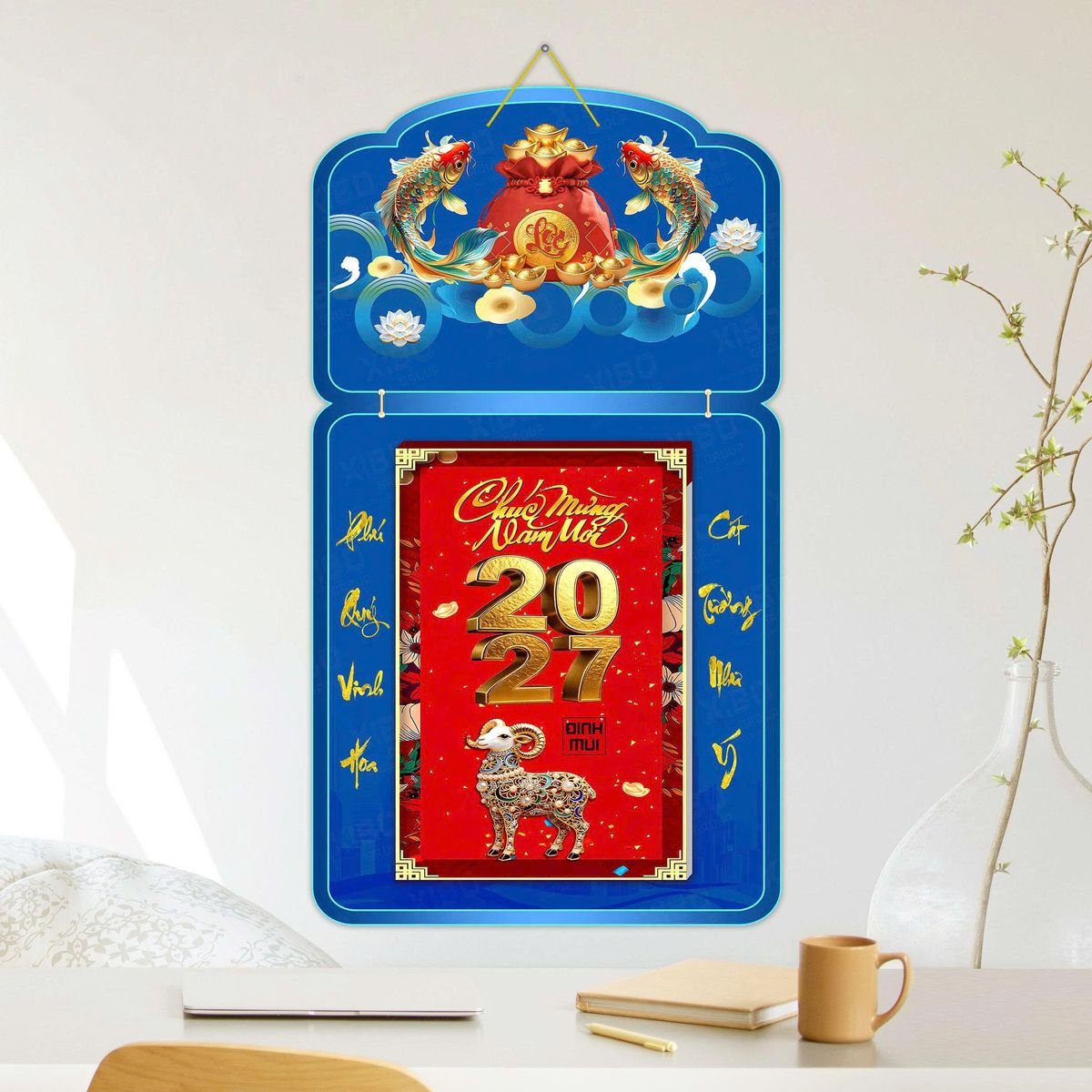 Lịch Khánh Gỗ Lamina 2 Đầu 2027 LM2D_052 - Quà Tặng Văn Phòng