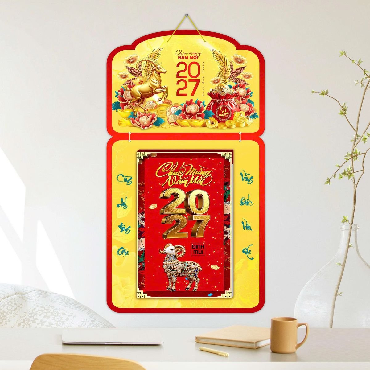 Lịch Khánh Gỗ Lamina 2 Đầu 2027 LM2D_054 - Quà Tặng Văn Phòng