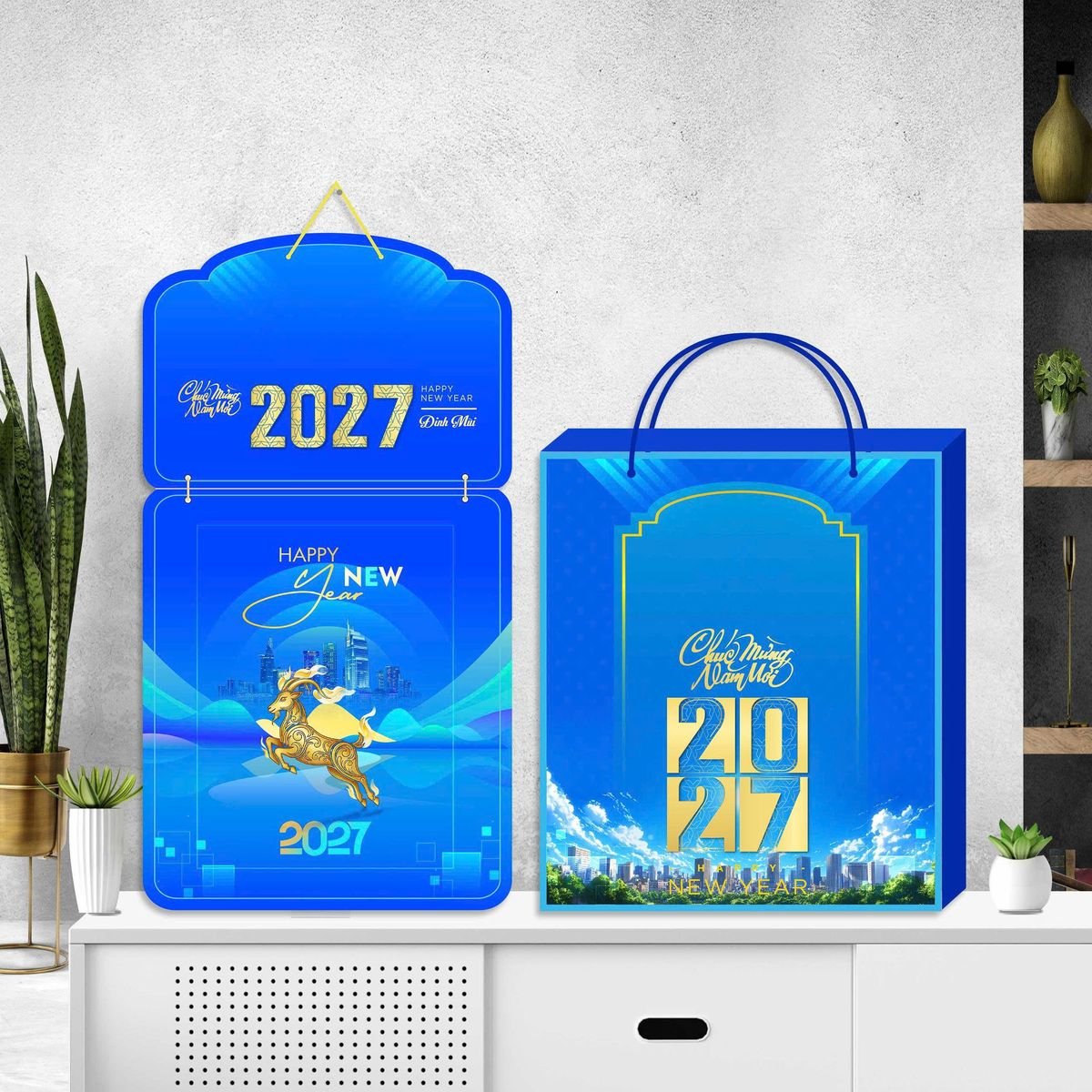 Lịch Khánh Gỗ Lamina 2 Đầu 2027 LM2D_056 - Quà Tặng Văn Phòng