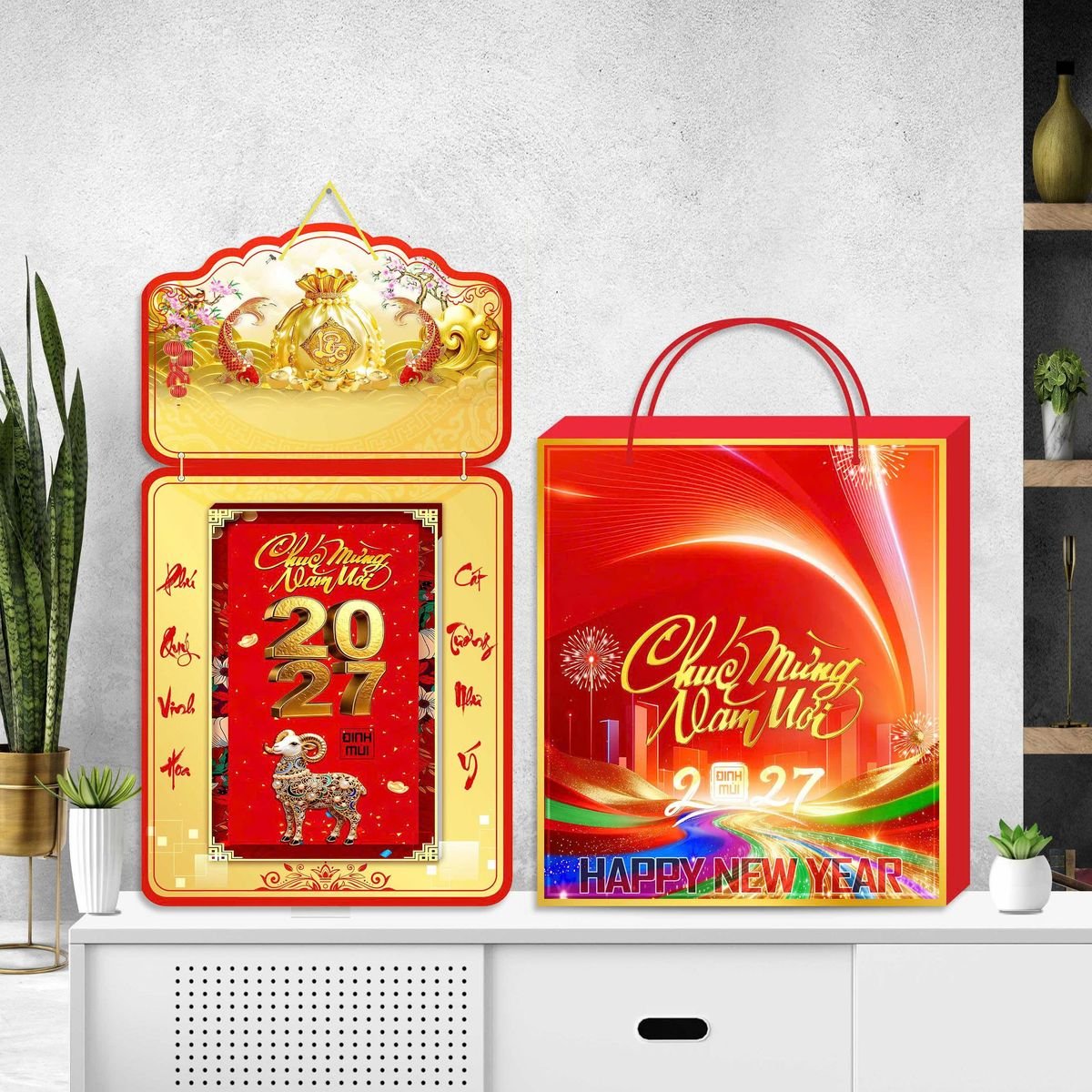 Lịch Khánh Gỗ Lamina 2 Đầu 2027 LM2D_057 - Quà Tặng Văn Phòng