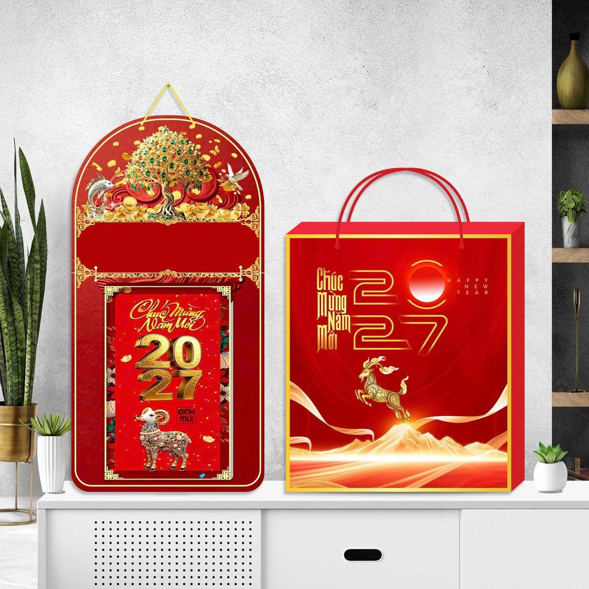 Lịch Khánh Gỗ Lamina 2 Đầu 2027 LM2D_058 - Quà Tặng Văn Phòng