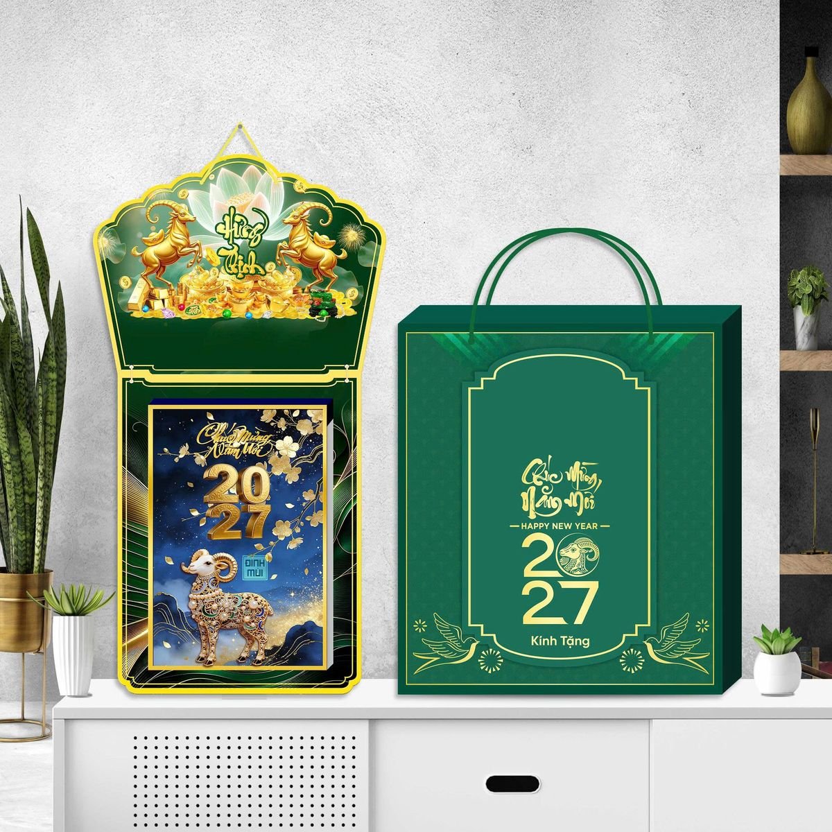 Lịch Khánh Gỗ Lamina 2 Đầu 2027 LM2D_059 - Quà Tặng Văn Phòng
