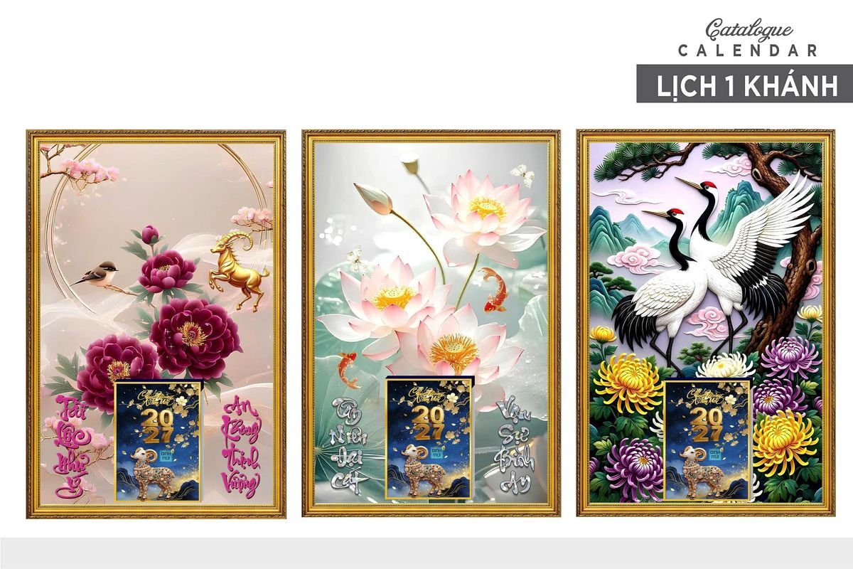 Lịch Gỗ Lamina Cao Cấp 40x60cm 2027 LM406_013 - Quà Tặng Văn Phòng