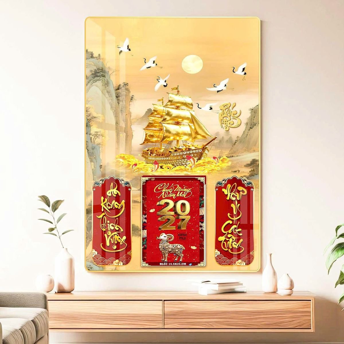 Lịch Gỗ Lamina Cao Cấp 40x60cm 2027 LM406_049 - Quà Tặng Văn Phòng