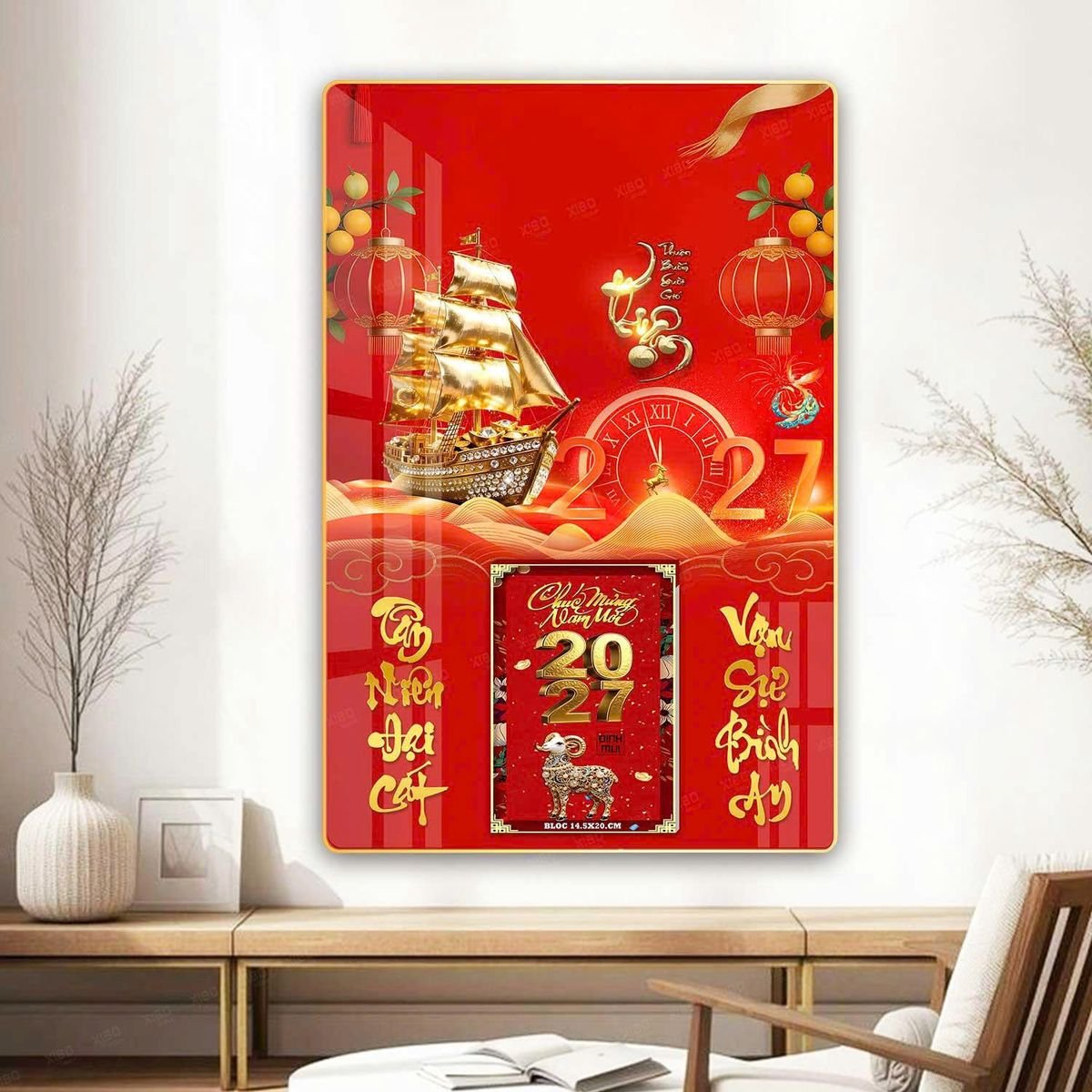 Lịch Gỗ Lamina Cao Cấp 40x60cm 2027 LM406_070 - Quà Tặng Văn Phòng