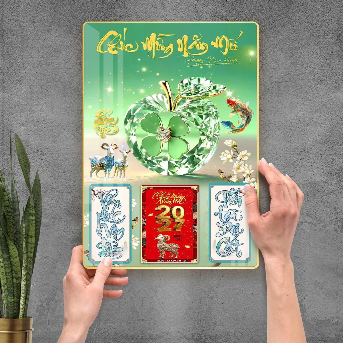 Lịch Gỗ Lamina Cao Cấp 40x60cm 2027 LM406_098 - Quà Tặng Văn Phòng