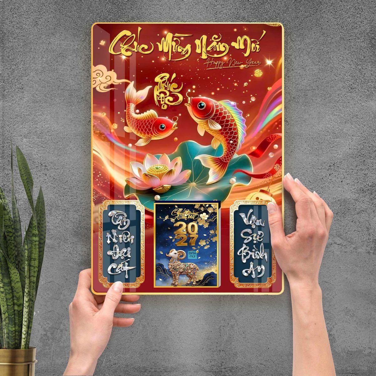 Lịch Gỗ Lamina Cao Cấp 40x60cm 2027 LM406_102 - Quà Tặng Văn Phòng