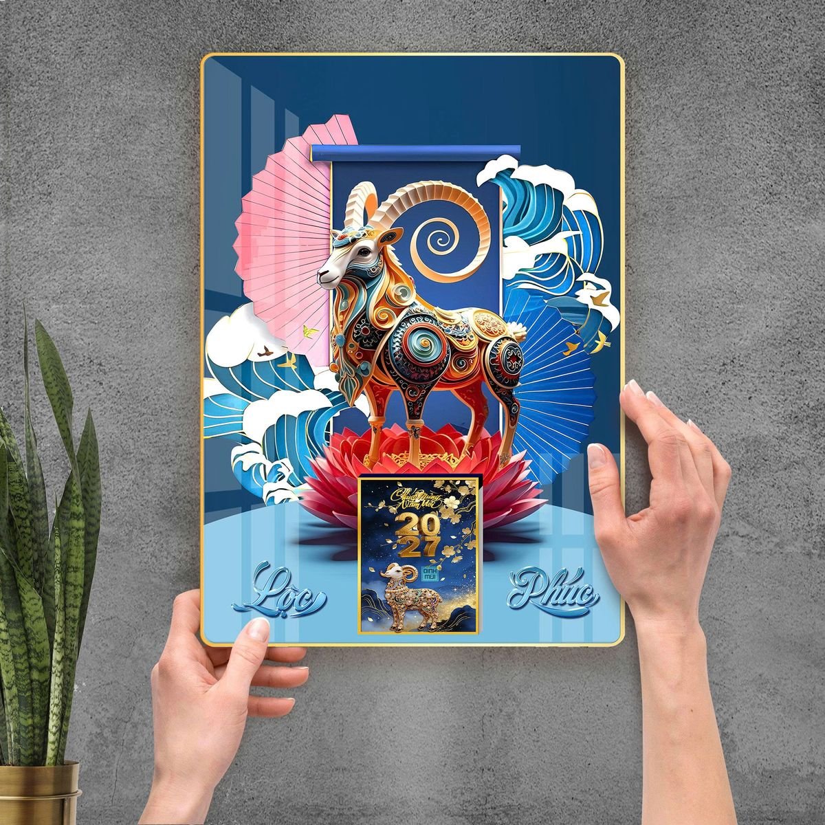 Lịch Gỗ Lamina Cao Cấp 40x60cm 2027 LM406_108 - Quà Tặng Văn Phòng
