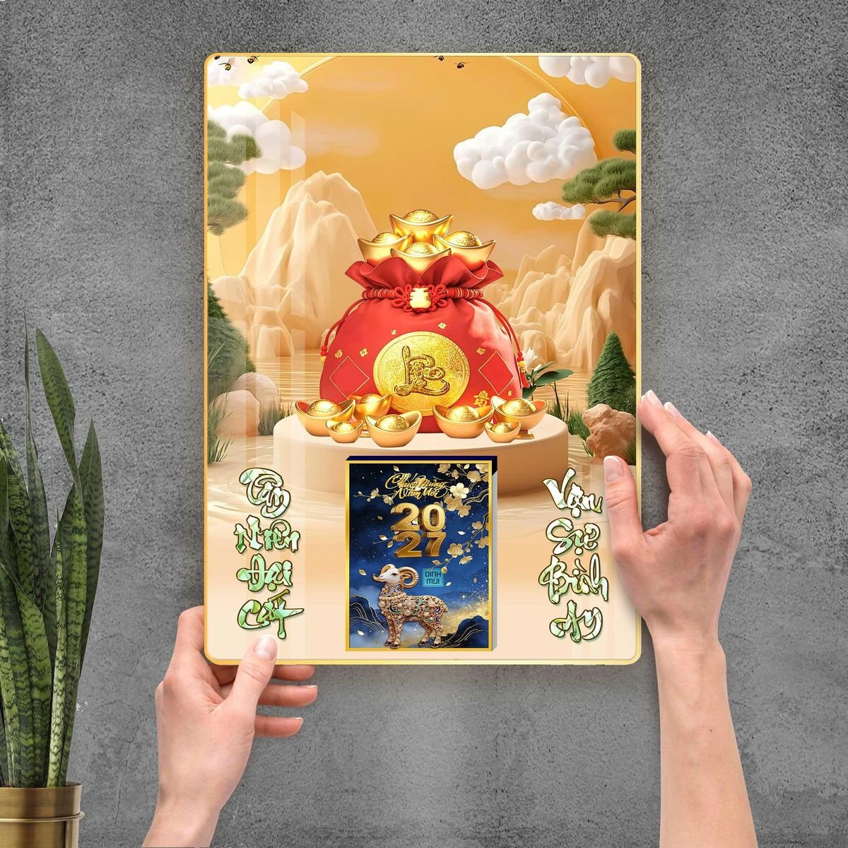 Lịch Gỗ Lamina Cao Cấp 40x60cm 2027 LM406_112 - Quà Tặng Văn Phòng