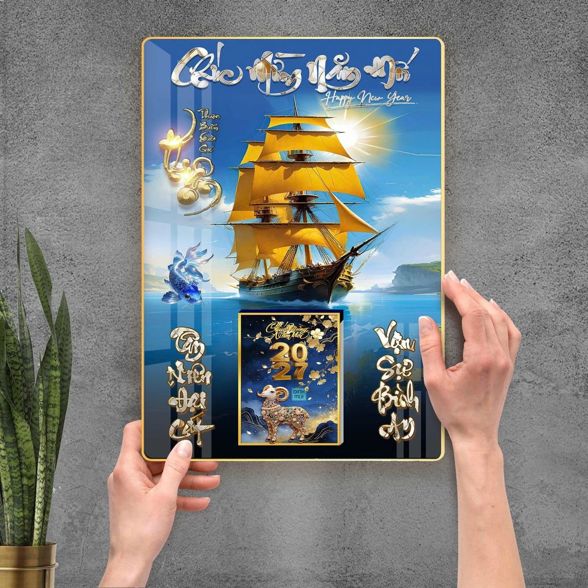 Lịch Gỗ Lamina Cao Cấp 40x60cm 2027 LM406_113 - Quà Tặng Văn Phòng
