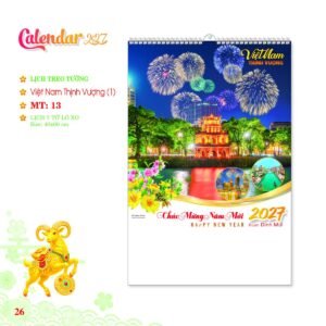 Lịch Treo Tường Lò Xo 2027 MT Mẫu MT13 (40 x 60cm) Quà Tặng Bàn Làm Việc Văn Phòng Hiện Đại in logo doanh nghiệp quà tặng Tết tại Quà Tặng Văn Phòng