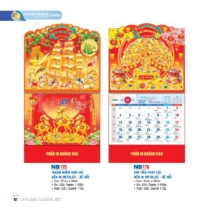 Lịch Treo Tường Lò Xo 2027 NB Mẫu NB175 (37 x 68cm) Quà Tặng Bàn Làm Việc Văn Phòng Hiện Đại in logo doanh nghiệp quà tặng Tết tại Quà Tặng Văn Phòng