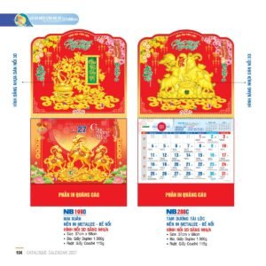 Lịch Treo Tường Lò Xo 2027 NB Mẫu NB199D (37 x 68cm) Quà Tặng Bàn Làm Việc Văn Phòng Hiện Đại in logo doanh nghiệp quà tặng Tết tại Quà Tặng Văn Phòng