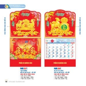 Lịch Treo Tường Lò Xo 2027 NB Mẫu NB207T (37 x 68cm) Quà Tặng Bàn Làm Việc Văn Phòng Hiện Đại in logo doanh nghiệp quà tặng Tết tại Quà Tặng Văn Phòng