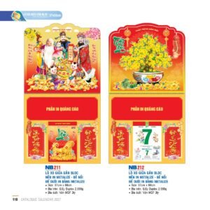 Lịch Treo Tường Lò Xo 2027 NB Mẫu NB212 (37 x 68cm) Quà Tặng Bàn Làm Việc Văn Phòng Hiện Đại in logo doanh nghiệp quà tặng Tết tại Quà Tặng Văn Phòng