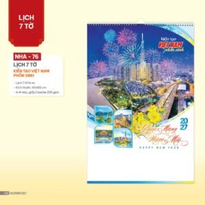 Lịch Treo Tường Lò Xo 2027 NHA Mẫu NHA76 (40 x 60cm) Quà Tặng Bàn Làm Việc Văn Phòng Hiện Đại in logo doanh nghiệp quà tặng Tết tại Quà Tặng Văn Phòng