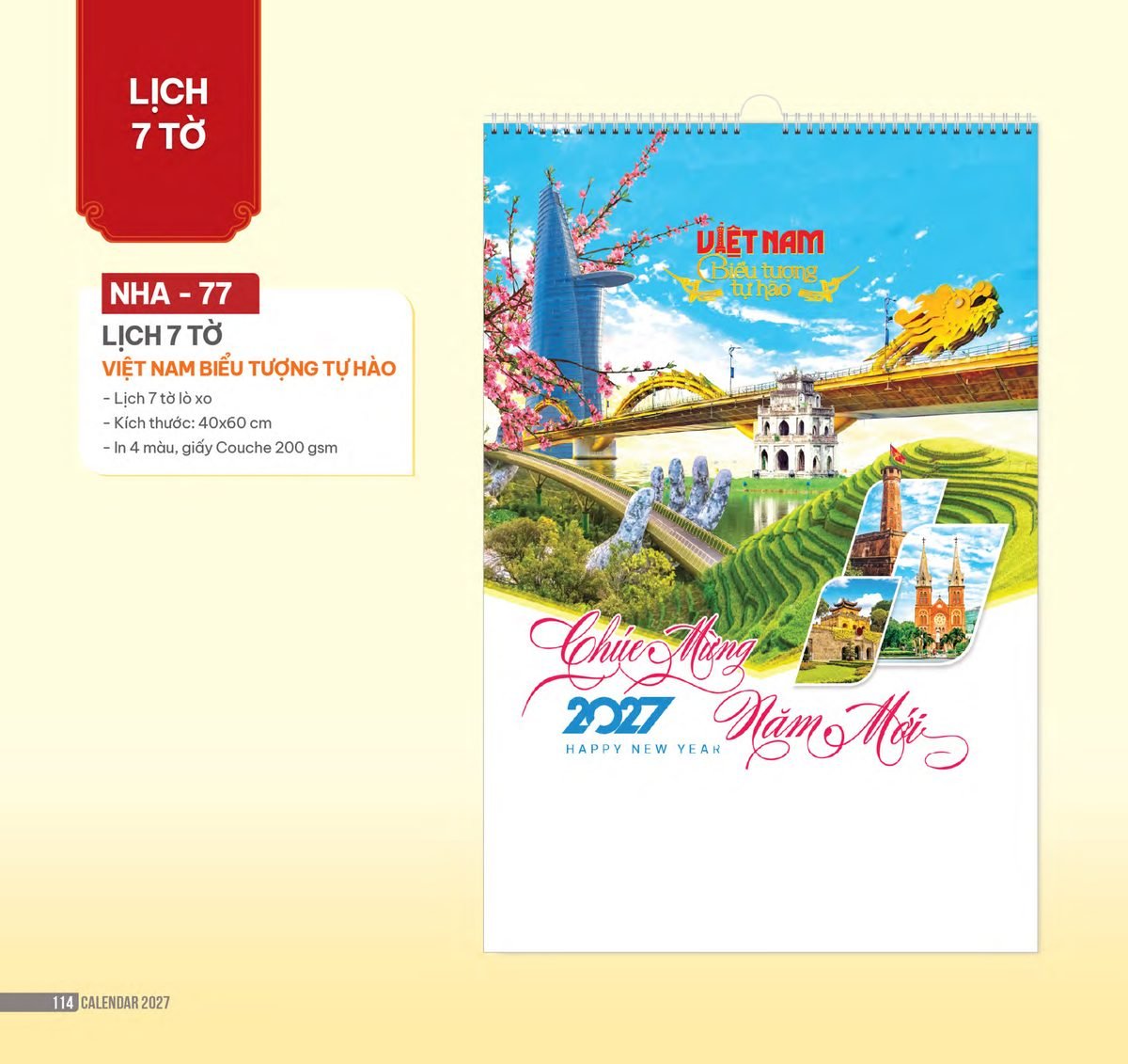 Lịch Treo Tường Lò Xo 2027 NHA Mẫu NHA77 (40 x 60cm) Quà Tặng Bàn Làm Việc Văn Phòng Hiện Đại Lịch Treo Tường Lò Xo 2027 NHA Mẫu NHA77 (40 x 60cm) Quà Tặng Bàn Làm Việc Văn Phòng Hiện Đại in logo doanh nghiệp quà tặng Tết tại Quà Tặng Văn Phòng