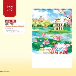 Lịch Treo Tường Lò Xo 2027 NHA Mẫu NHA80 (40 x 60cm) Quà Tặng Bàn Làm Việc Văn Phòng Hiện Đại in logo doanh nghiệp quà tặng Tết tại Quà Tặng Văn Phòng