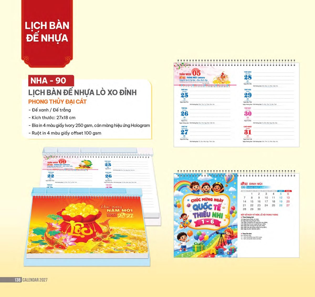 Lịch Để Bàn 2027 NHA Mẫu NHA89 (27 x 18cm) Quà Tặng Bàn Làm Việc Văn Phòng Hiện Đại Lịch Để Bàn 2027 NHA Mẫu NHA89 (27 x 18cm) Quà Tặng Bàn Làm Việc Văn Phòng Hiện Đại in logo doanh nghiệp quà tặng Tết tại Quà Tặng Văn Phòng
