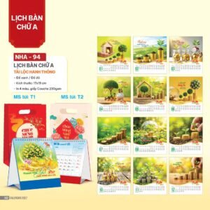 Lịch Bàn Chữ A 2027 NHA Mẫu NHA94 (17 x 19cm) Quà Tặng Bàn Làm Việc Văn Phòng Hiện Đại in logo doanh nghiệp quà tặng Tết tại Quà Tặng Văn Phòng