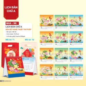 Lịch Bàn Chữ A 2027 NHA Mẫu NHA98 (17 x 19cm) Quà Tặng Bàn Làm Việc Văn Phòng Hiện Đại in logo doanh nghiệp quà tặng Tết tại Quà Tặng Văn Phòng