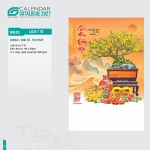 Lịch Treo Tường Lò Xo 7 Tờ 2027 NH Mẫu NH31 (40 x 60cm) Quà Tặng Bàn Làm Việc Văn Phòng Hiện Đại in logo doanh nghiệp quà tặng Tết tại Quà Tặng Văn Phòng