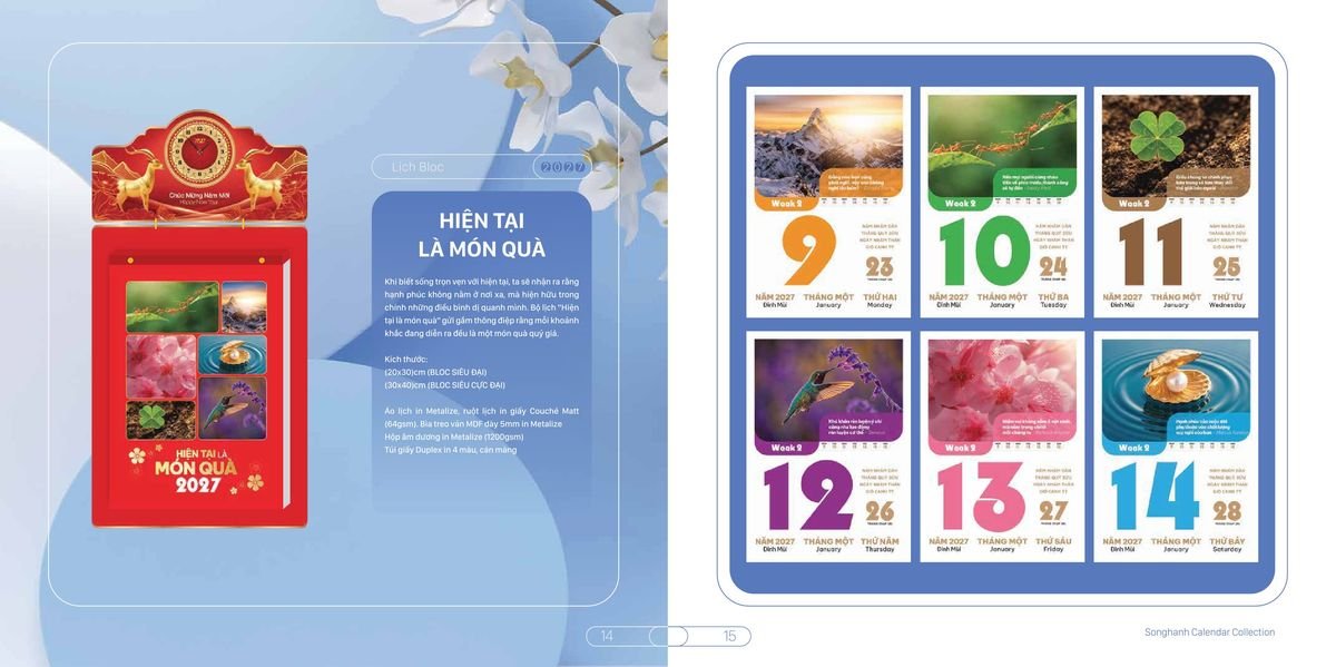 Lịch Bloc Cao Cấp Song Hạnh 2027 SH02 Quà Tặng Bàn Làm Việc Văn Phòng Hiện Đại