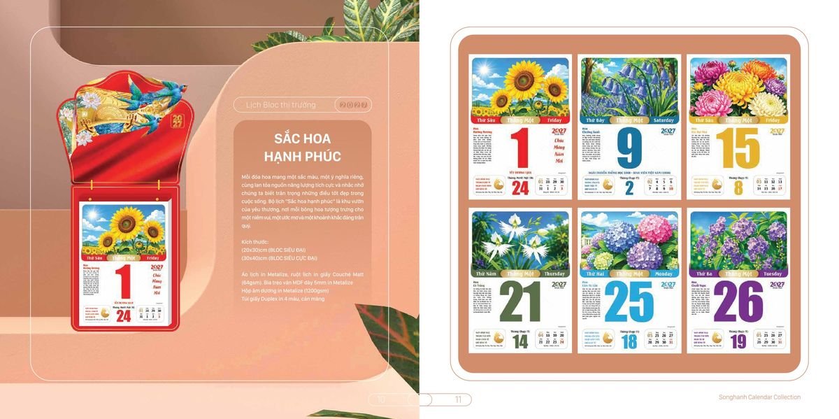 Lịch Bloc Cao Cấp SH 2027 SH44 Quà Tặng Bàn Làm Việc Văn Phòng Hiện Đại