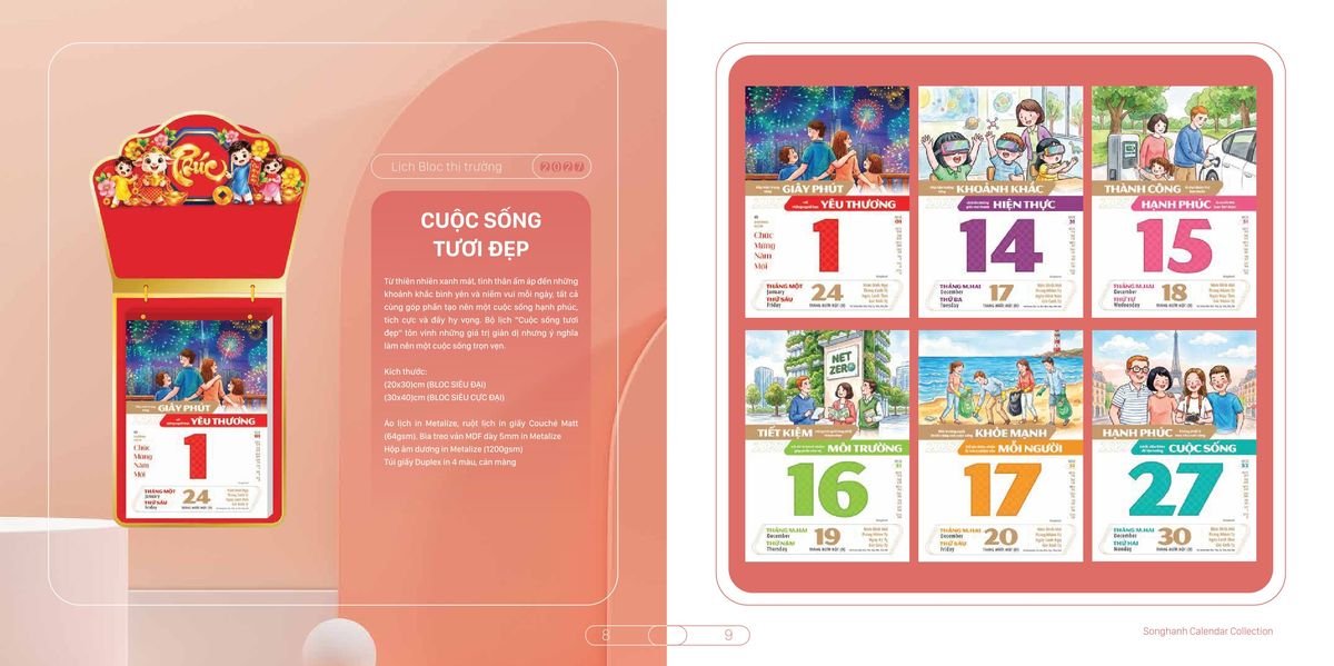 Lịch Bloc Cao Cấp SH 2027 SH45 Quà Tặng Bàn Làm Việc Văn Phòng Hiện Đại