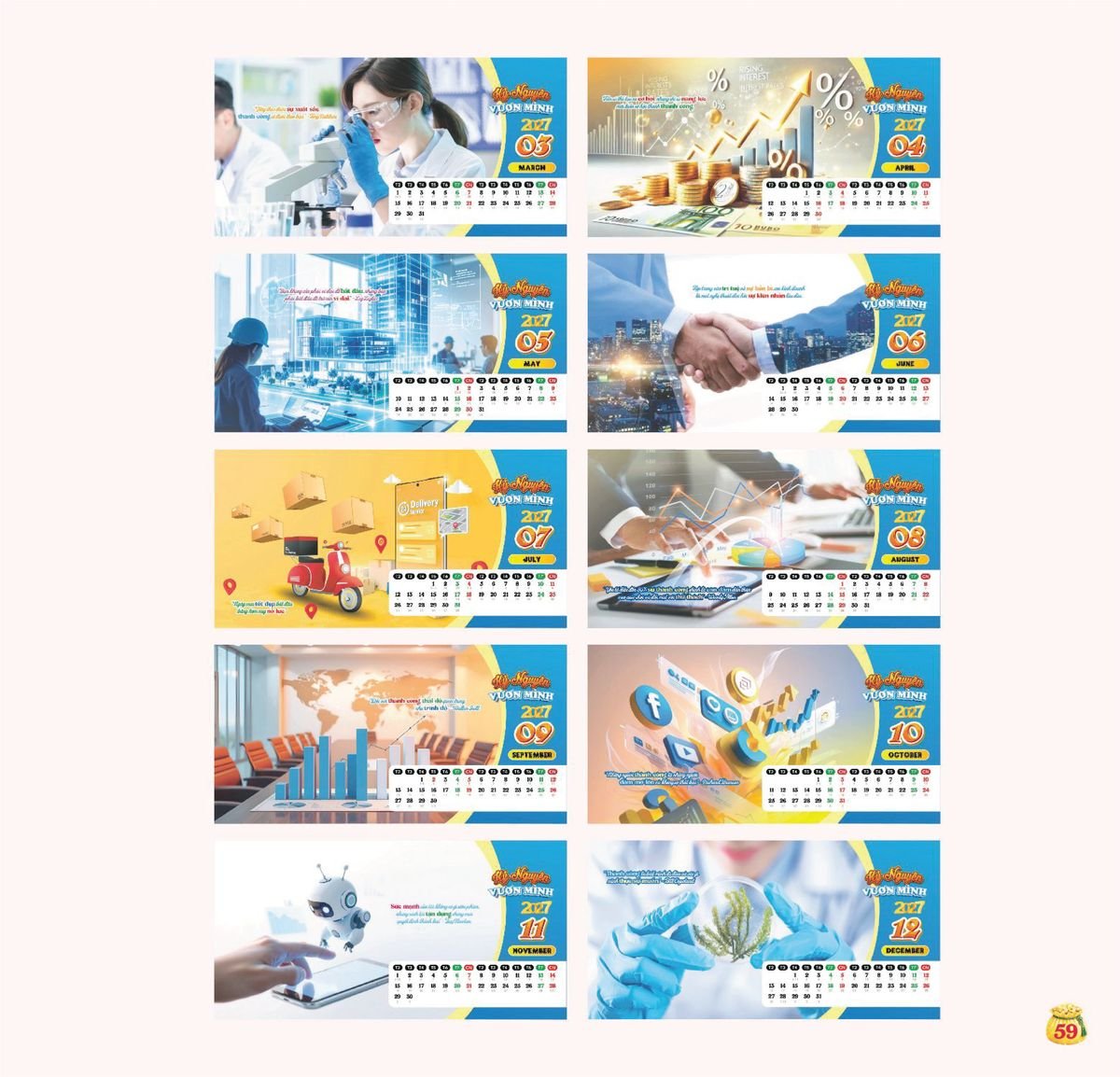 Lịch Bloc Siêu Cực Đại 2027 TDM57 Quà Tặng Bàn Làm Việc Văn Phòng Hiện Đại