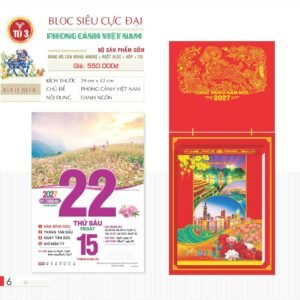 Lịch Bloc Siêu Cực Đại 2027 TD Mẫu TD3 (38 x 53 cm) Quà Tặng Bàn Làm Việc Văn Phòng Hiện Đại in logo doanh nghiệp quà tặng Tết tại Quà Tặng Văn Phòng
