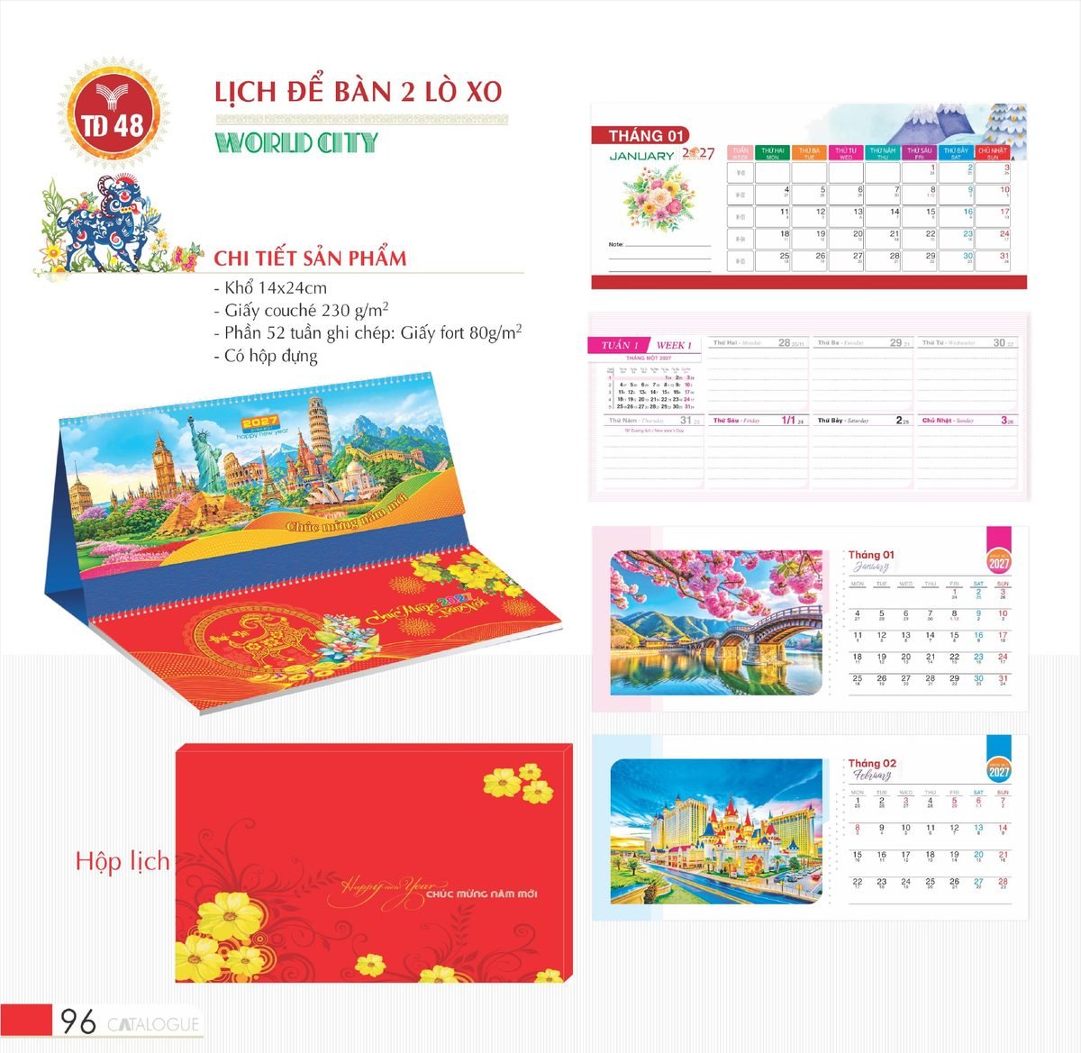 Lịch Để Bàn 2027 TD Mẫu TD48 (14 x 24cm) Quà Tặng Bàn Làm Việc Văn Phòng Hiện Đại Lịch Để Bàn 2027 TD Mẫu TD48 (14 x 24cm) Quà Tặng Bàn Làm Việc Văn Phòng Hiện Đại in logo doanh nghiệp quà tặng Tết tại Quà Tặng Văn Phòng