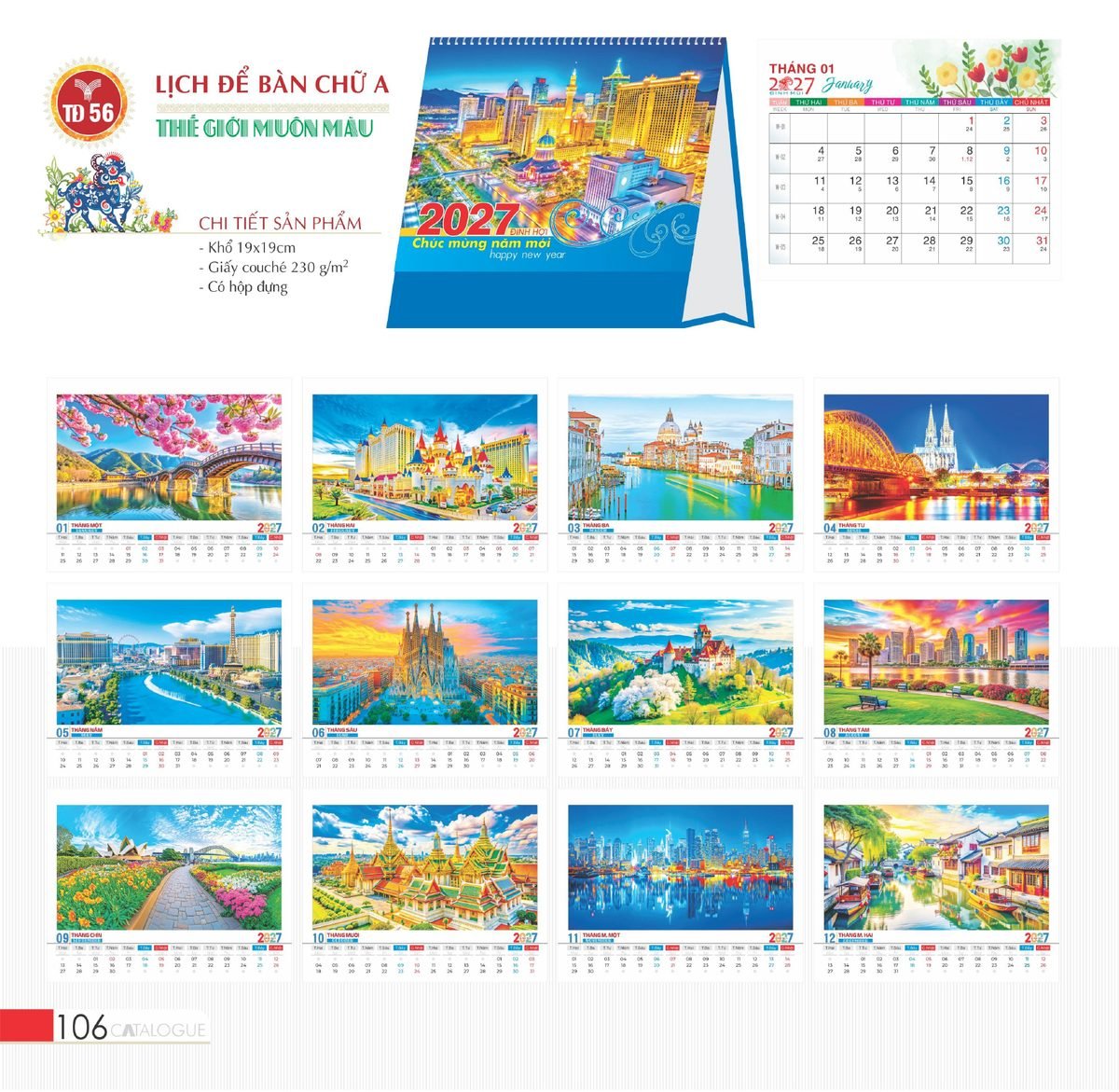 Lịch Bàn Chữ A 2027 TD Mẫu TD56 (19 x 19cm) Quà Tặng Bàn Làm Việc Văn Phòng Hiện Đại Lịch Bàn Chữ A 2027 TD Mẫu TD56 (19 x 19cm) Quà Tặng Bàn Làm Việc Văn Phòng Hiện Đại in logo doanh nghiệp quà tặng Tết tại Quà Tặng Văn Phòng