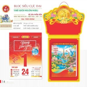 Lịch Bloc Siêu Cực Đại 2027 TD Mẫu TD7 (38 x 53 cm) Quà Tặng Bàn Làm Việc Văn Phòng Hiện Đại in logo doanh nghiệp quà tặng Tết tại Quà Tặng Văn Phòng