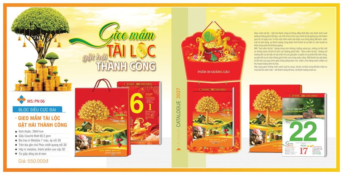 Lịch Bloc Tân Phương Nam 2027 TPNBLOC08 Quà Tặng Bàn Làm Việc Văn Phòng Hiện Đại