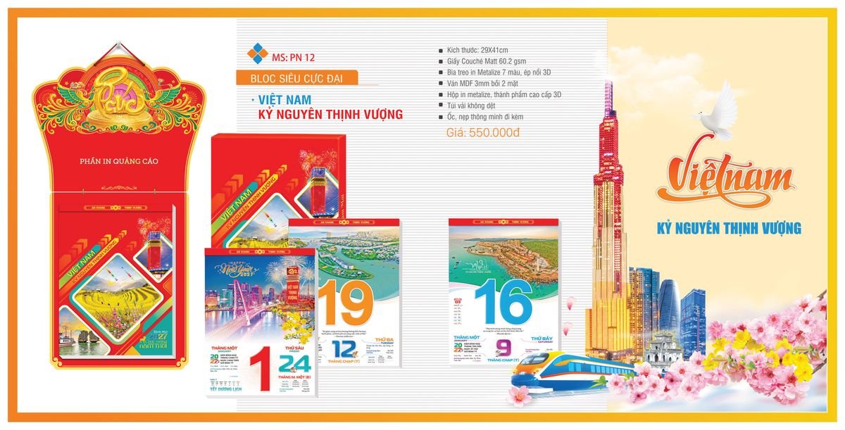 Lịch Bloc Tân Phương Nam 2027 TPNBLOC14 Quà Tặng Bàn Làm Việc Văn Phòng Hiện Đại