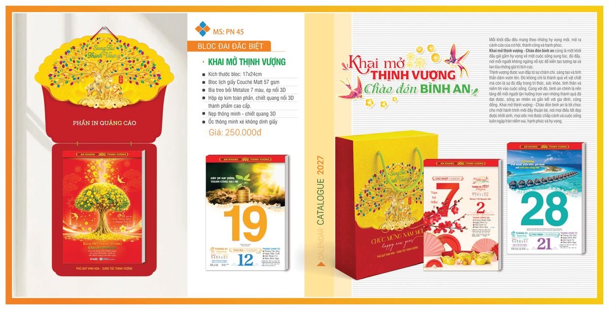 Lịch Bloc Tân Phương Nam 2027 TPNBLOC54 Quà Tặng Bàn Làm Việc Văn Phòng Hiện Đại