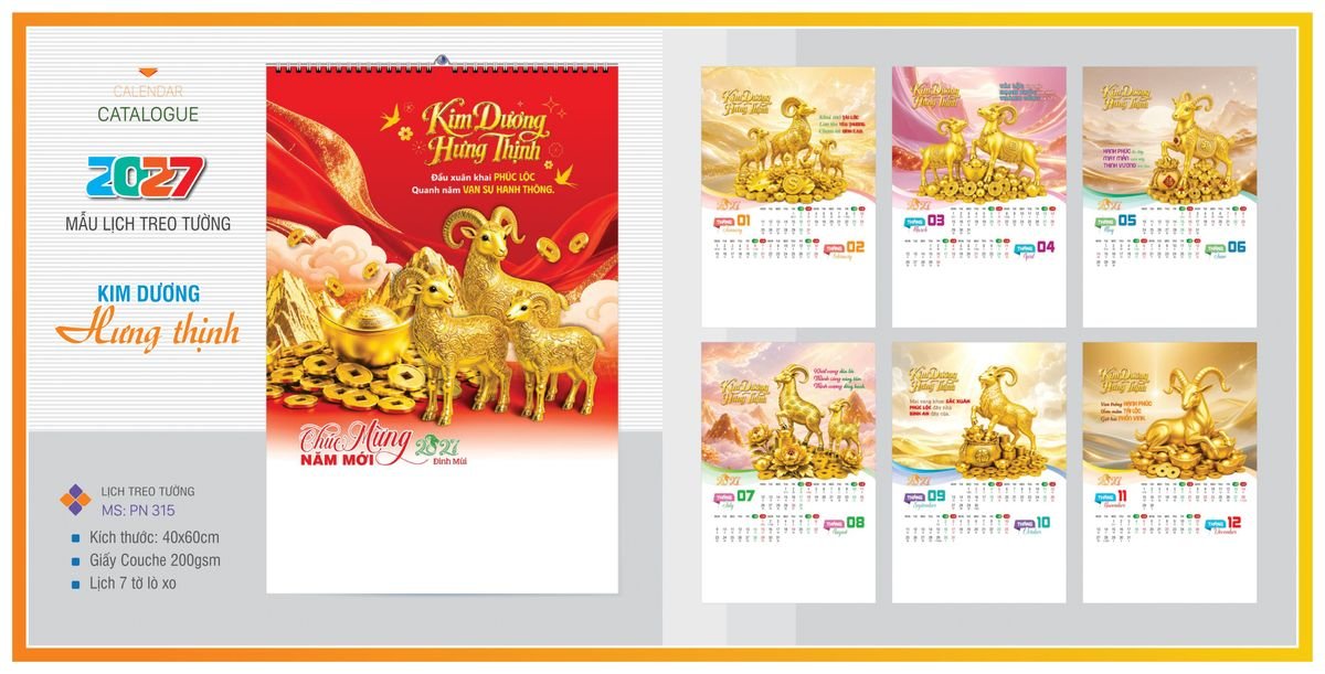 Lịch 7 Tờ Lò Xo TPNLX05 Quà Tặng Bàn Làm Việc Văn Phòng Hiện Đại