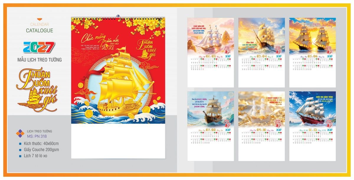 Lịch 7 Tờ Lò Xo TPNLX08 Quà Tặng Bàn Làm Việc Văn Phòng Hiện Đại