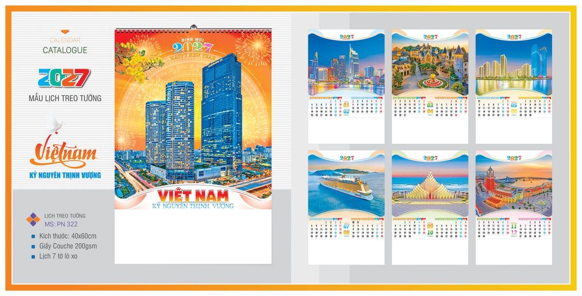 Lịch 7 Tờ Lò Xo TPNLX12 Quà Tặng Bàn Làm Việc Văn Phòng Hiện Đại