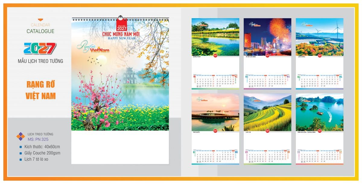 Lịch 7 Tờ Lò Xo TPNLX15 Quà Tặng Bàn Làm Việc Văn Phòng Hiện Đại