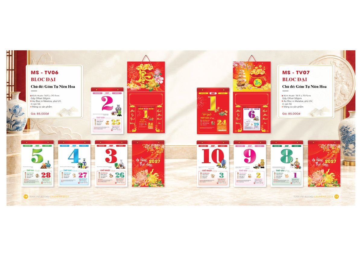Lịch Bloc Cực Đại 2027 Tuấn Việt TV06 Quà Tặng Bàn Làm Việc Văn Phòng Hiện Đại