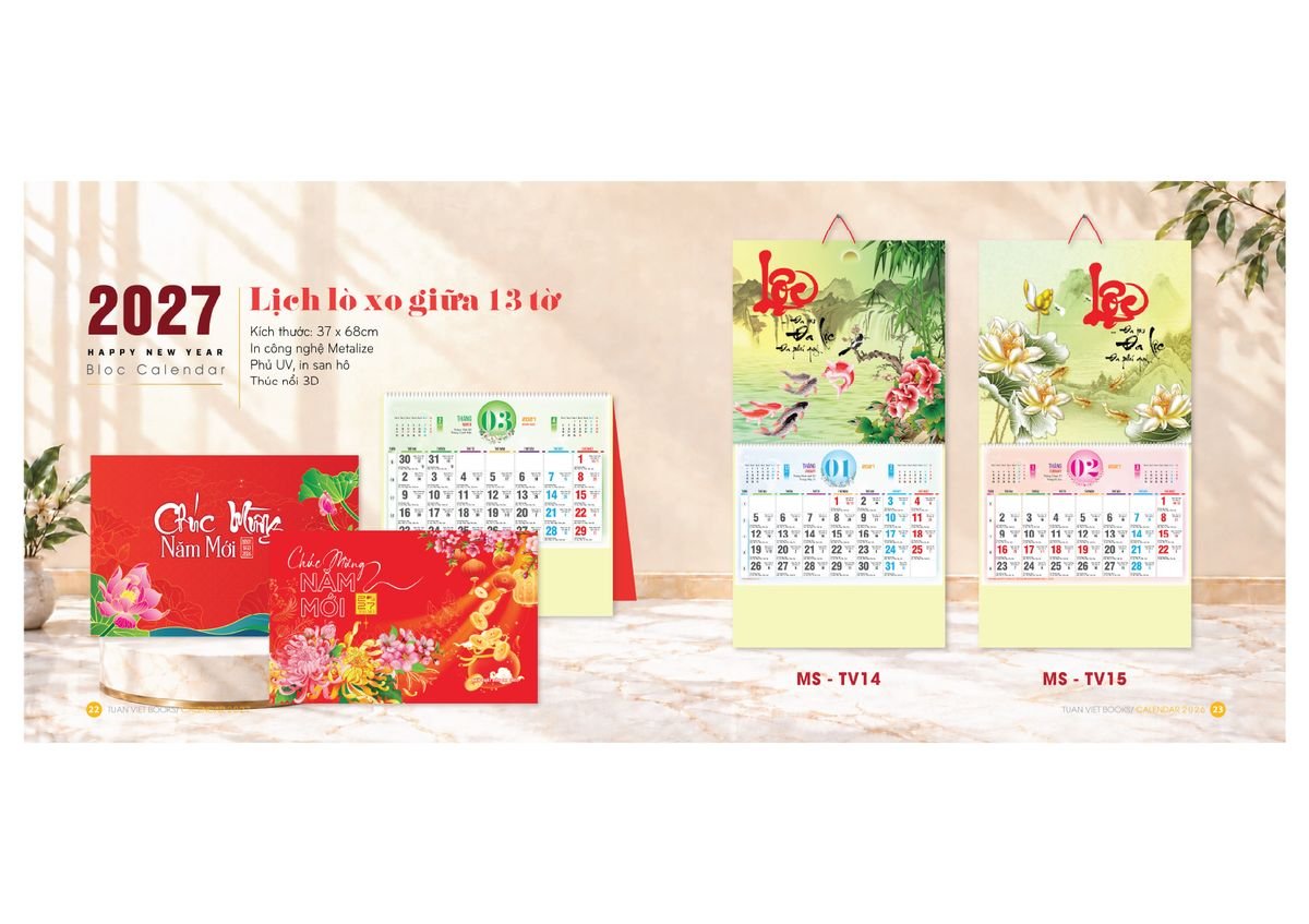 Lịch Bloc Cực Đại 2027 Tuấn Việt TV10 Quà Tặng Bàn Làm Việc Văn Phòng Hiện Đại