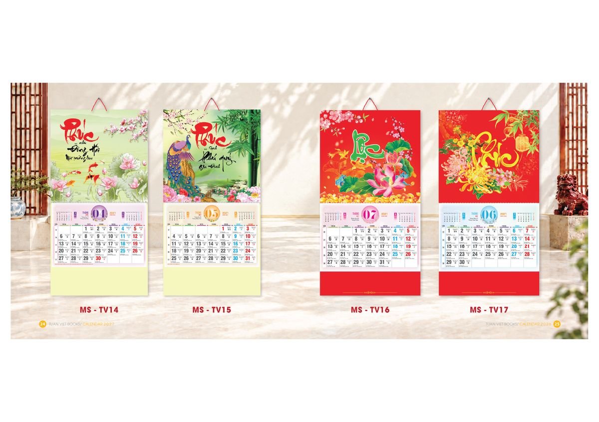 Lịch Bìa Treo Gắn Bloc 2027 Tuấn Việt TV13 Quà Tặng Bàn Làm Việc Văn Phòng Hiện Đại